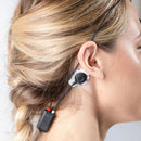 Close-up of the EEG reference electrode placed behind the ear