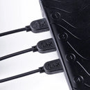 Close-up of PLUX Smart Sensor connectors plugged into the numbered Biosignals PRO ports