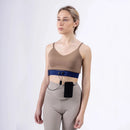 Researcher wearing the respiration belt and Biosignals PRO during a breathing recording